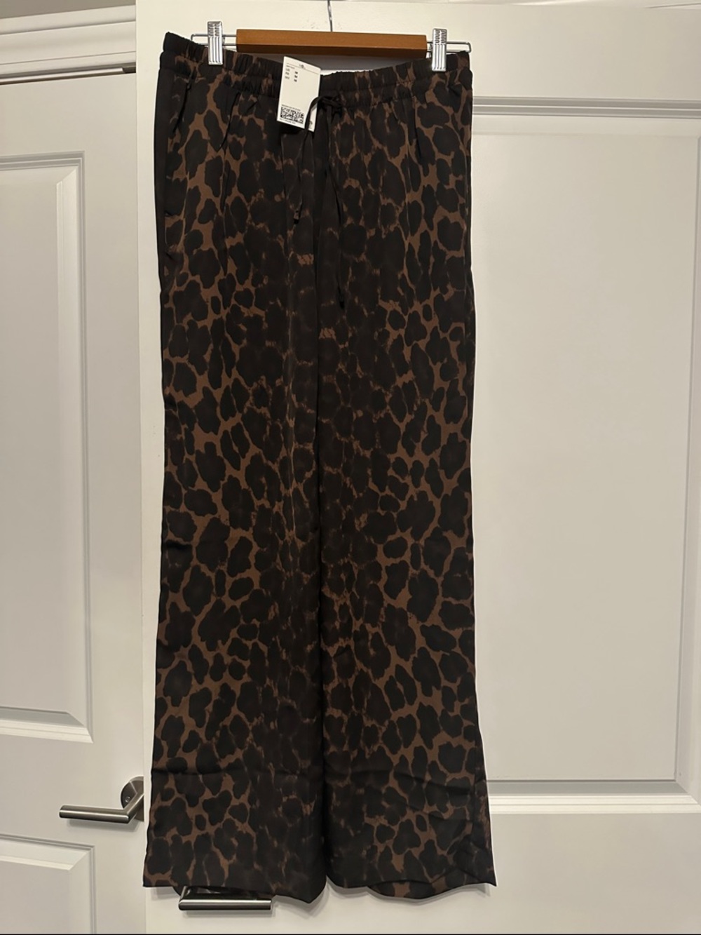 H&M Brown and Black Wide-Leg Animal Print Pants